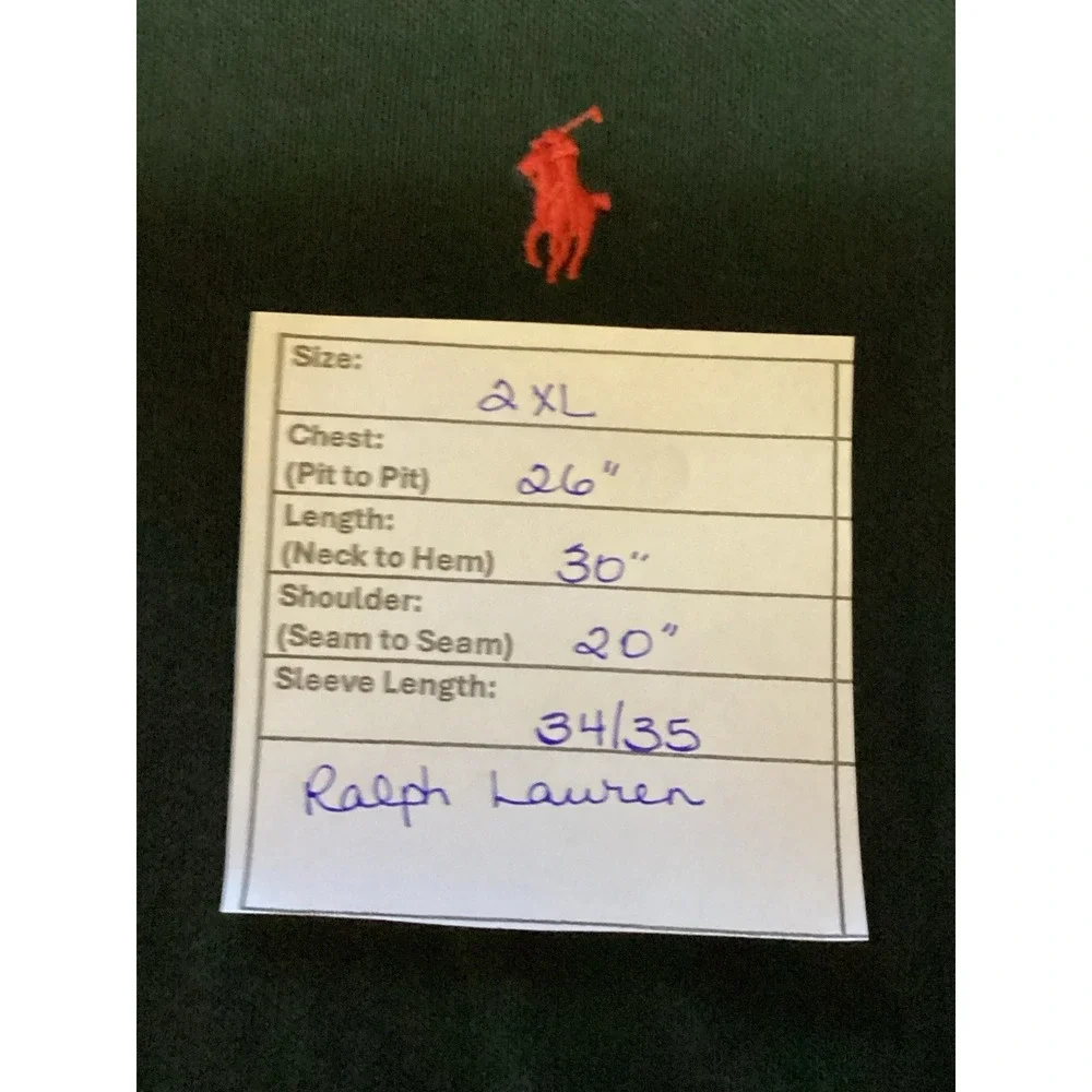 Polo Ralph Lauren Mens Long Sleeve Polo Shirt Size 2XL/ XXL Black /Red Pony